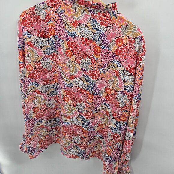 Bougie and Co Boutique Retro Floral Front Tie Button Down Blouse 2xl - Picture 2 of 14